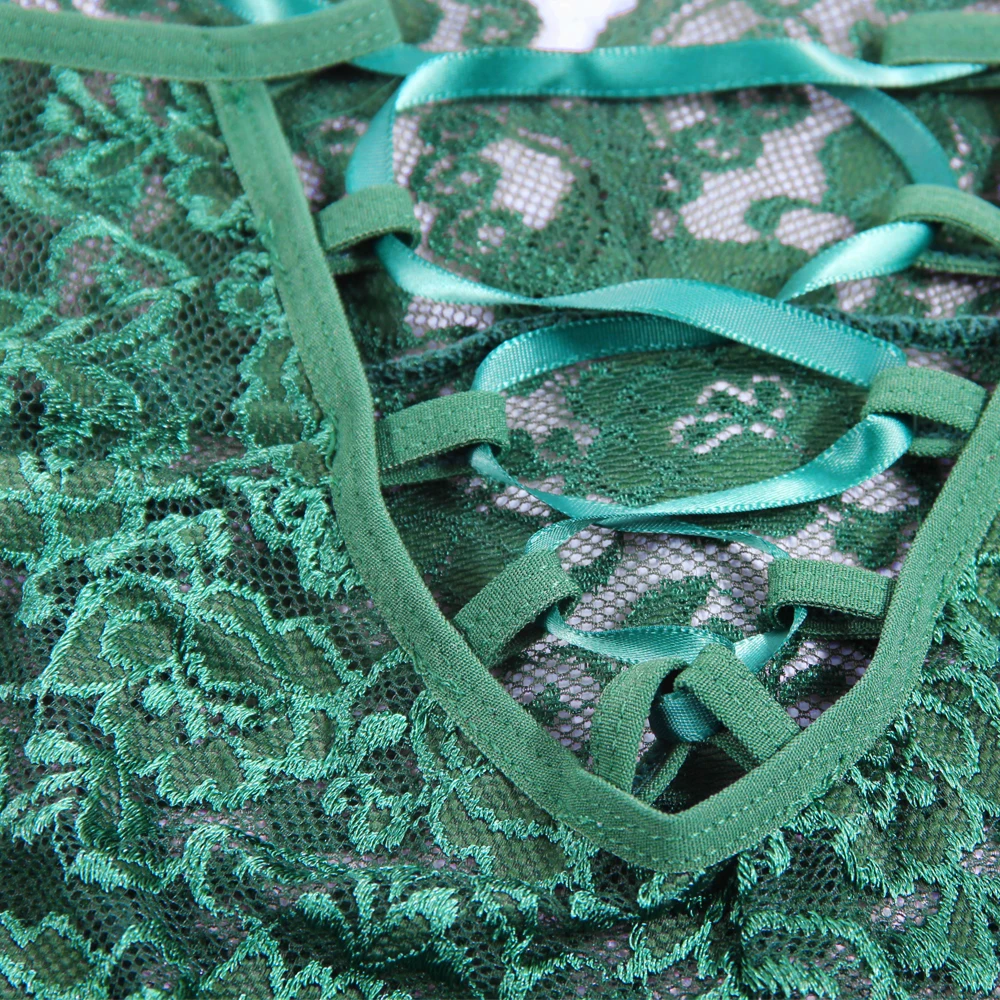 

Women Lingerie One Piece Fishnet Teddy Lace Cups Bodysuit Mesh Babydoll