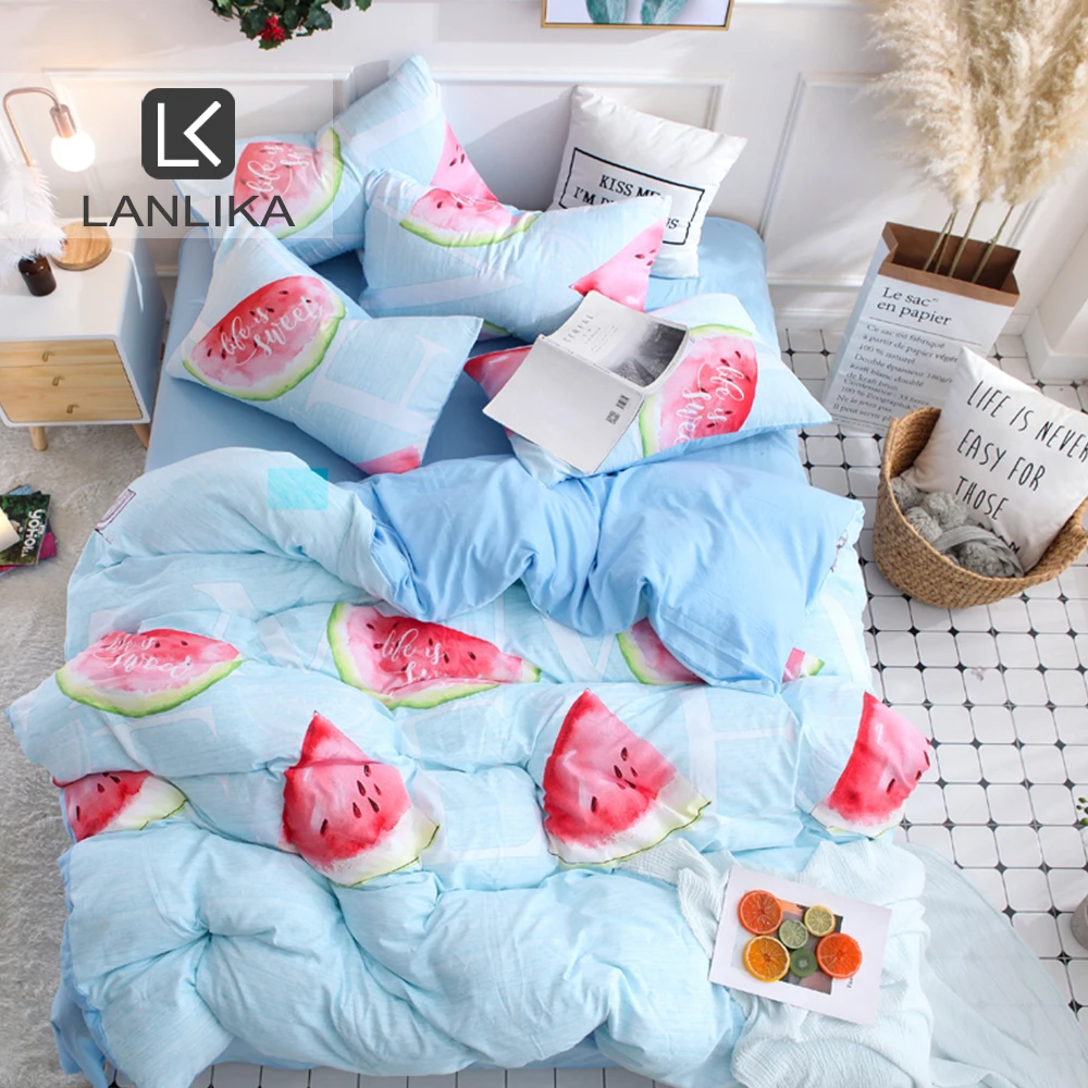 ParkShin арбузный синий комплект постельного белья Мягкий пододеяльник покрывало