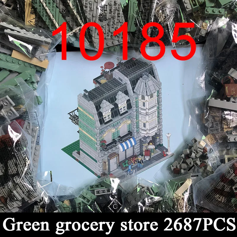 

Compatible 10185 2352Pcs Bricks Green Grocer Model Street View 15008 Building Blocks With LED Kits Girl Toys Gifts