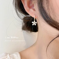 korean style opal bling flower earrings for women cute girls diamond earrings fashion hoop earrings luxury jewelry party gift