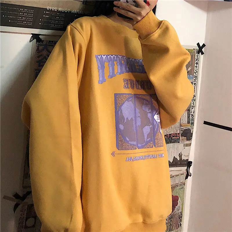 

2021 Spring Autumn O-Neck Pullover Women Korean Loose Clothes oversized Sweatshirt Vintage Oversized Harajuku Korean hoodie