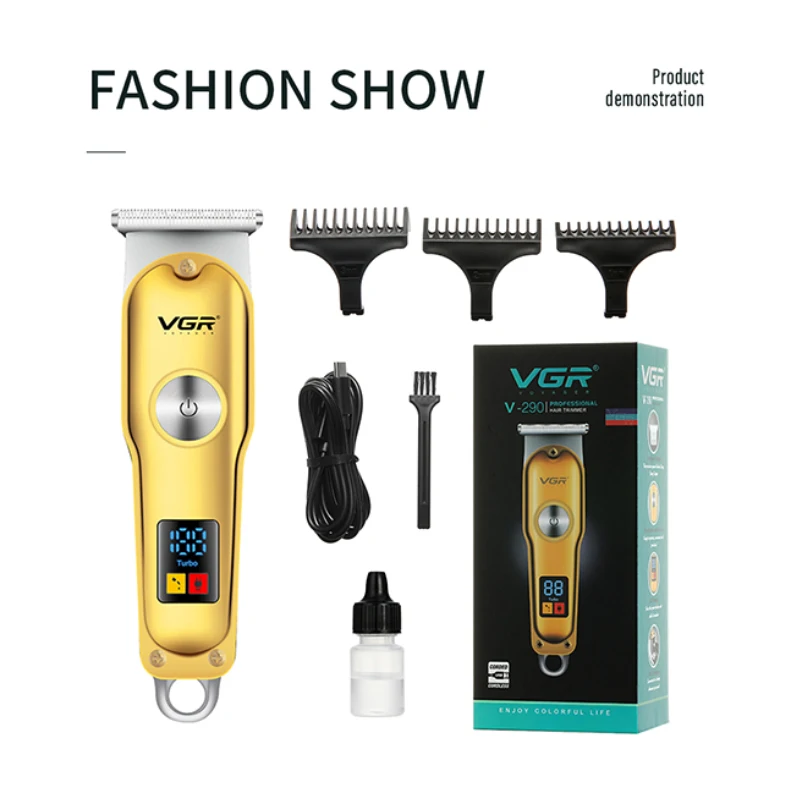 

VGR-V290 Powerful Rechargeable Hair Clipper Haircut Machine LCD Oil Head Clipper Hair Salon or Home USB Beard Trimmer Shaver