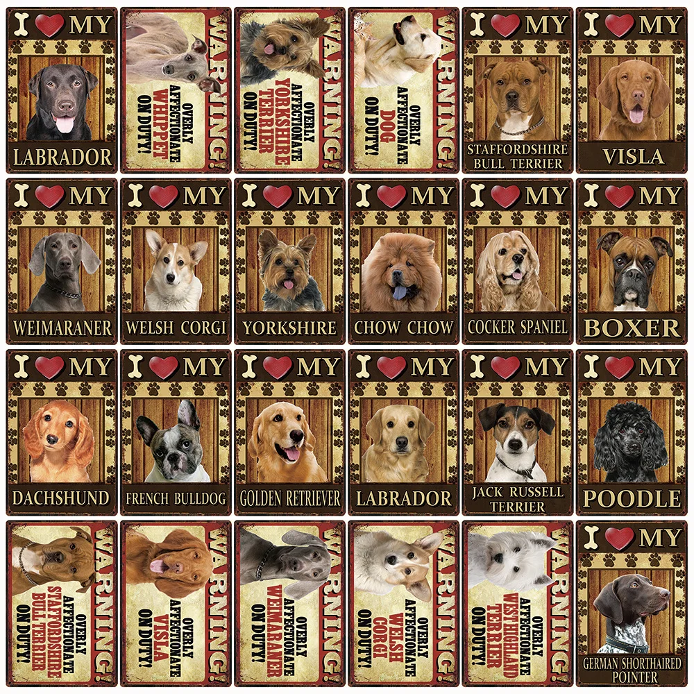 [Kelly66] жестяной плакат с животными собакой пуделем чоком лабрадором боксером