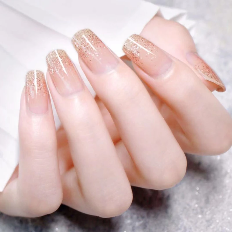 

20Pcs Translucent Gold Blue Nail sticker Full waterproof Non-toxic French Nail Transfer Stickers Manicure Nail Art Decoration