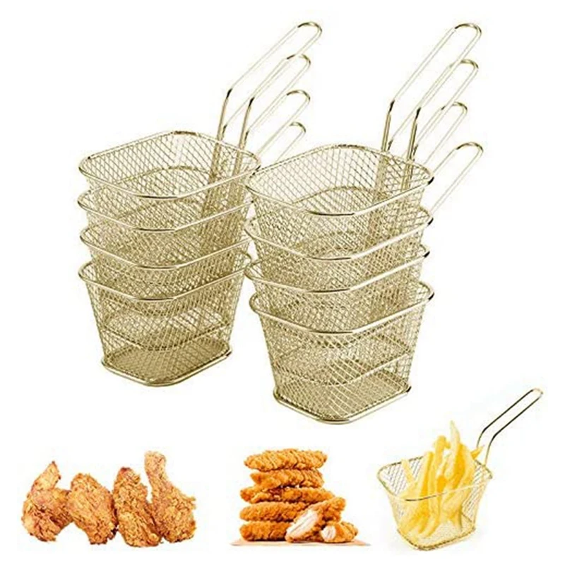 

8 PCS Mini Food Strainer Basket,for Chips/Onion Rings,Square Stainless Steel Chip Fryer Basket,Frying Accessories