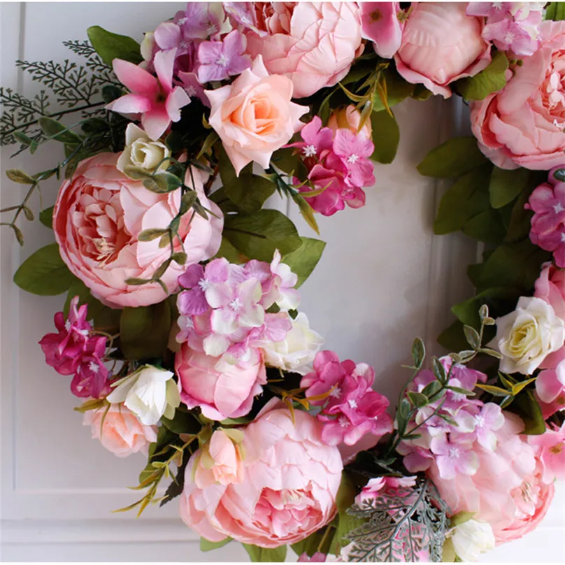 

Wall Door Hanging Artificial Flowers Wreath Hawaii Party Wedding Decoration Floral Garland Easter Flowers Wreath Coroa De Flores