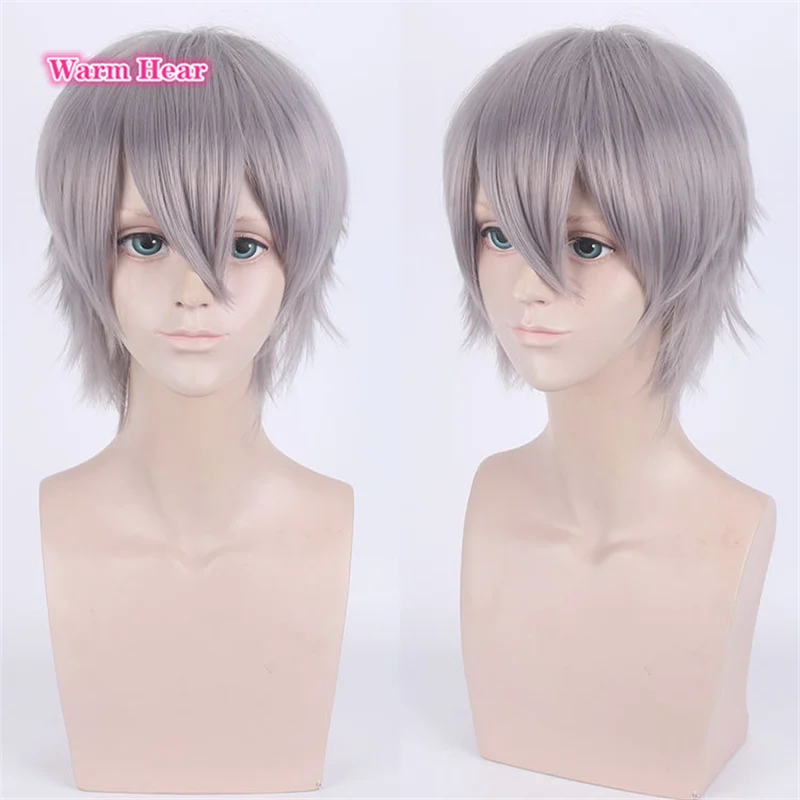 Парик для косплея из Аниме EVA Nagisa Kaworu короткие светло-серые термостойкие