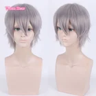 Парик для косплея из Аниме EVA Nagisa Kaworu, короткие светло-серые термостойкие синтетические волосы, парик + шапочка