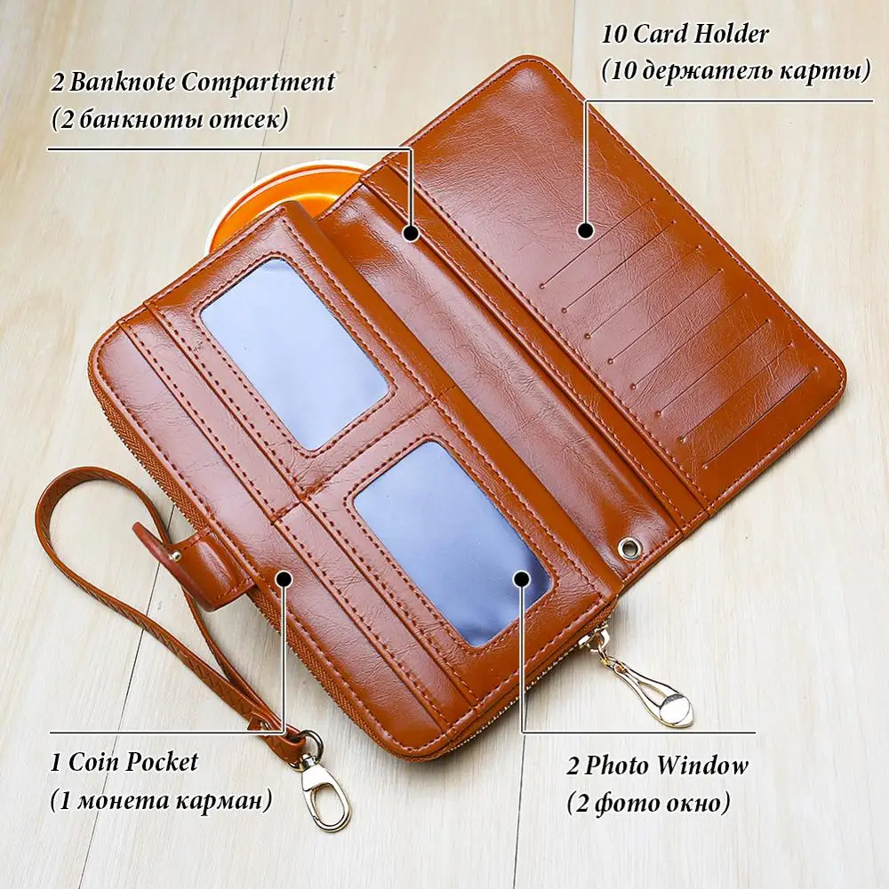 100% натуральная кожа Женский кошелек Portomonee подарки женский длинный удобный