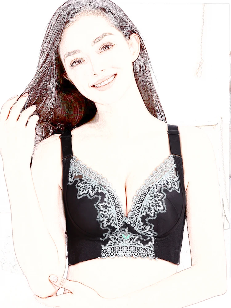 

Push Up Lace Bra Exquisite Embroidery Brasiere bralette gather crop tops Wire Free Bralette Breathable Full Cup Lingerie