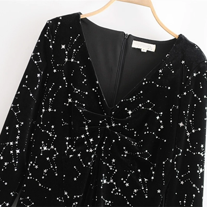 Платье миди женское с длинным рукавом и V образным вырезом|Женские платья| |