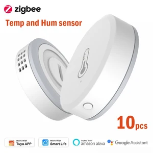 1 10 pcs tuya smart zigbee temperature sensor humidity detector app automation residential work with alexa google smartthings free global shipping