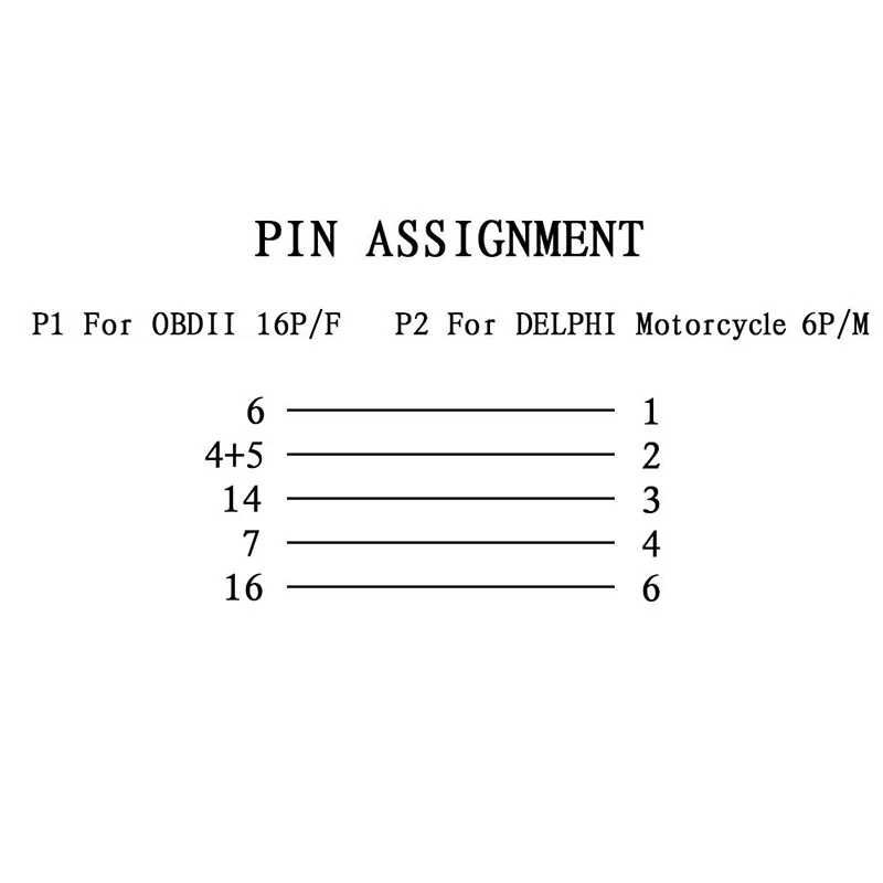 

6 Pin to OBD 16 Pin Adaptor Cable Motorcycle Fault Detection Connector for DELPHI