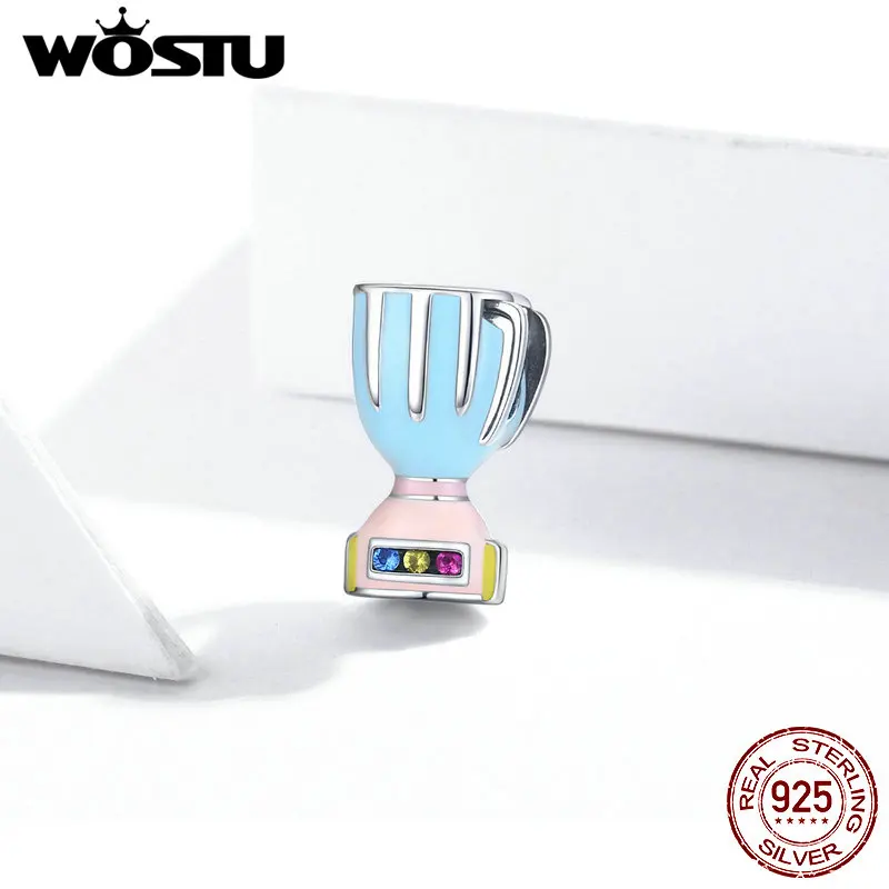 WOSTU 925 стерлингового серебра красочные соковыжималки бисера CZ синий и розовый