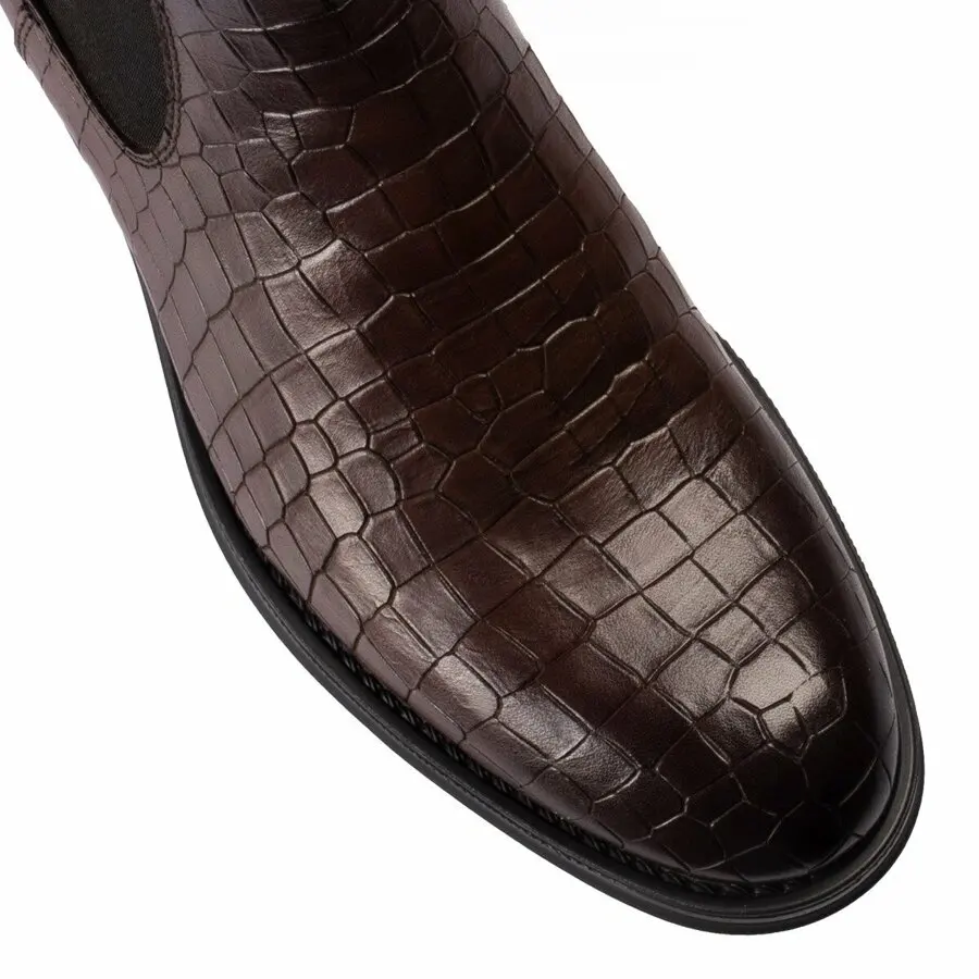 

Men Boots Deery, Genuine Leather Crocodile Brown Men'S Chelsea Boots