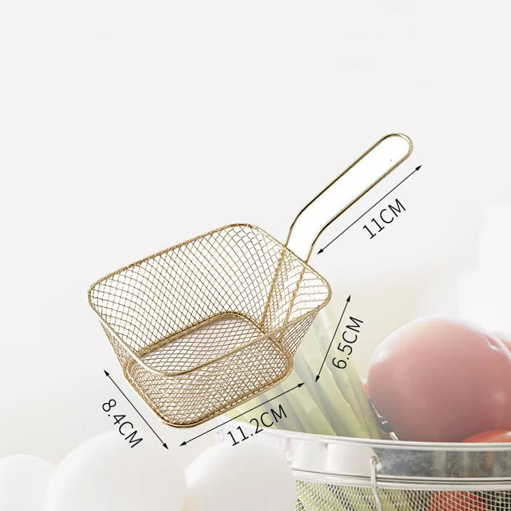 Portable Frying Basket Metal Food Filter Strainer Fryer Cooking Colander French Fries Baskets Cookware Kitchen Tools | Дом и сад
