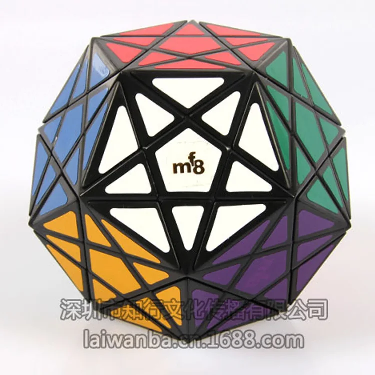 MF8-cubo de cinco esquinas, dinosaurio negro, dodecaedro, fondo negro, 12 caras-0