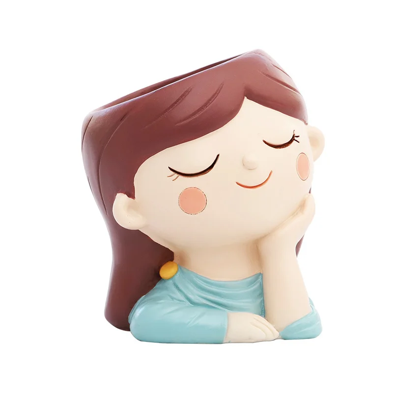 Creative Смола Кукла цветочный горшок для суккулентных растений офиса садоводства