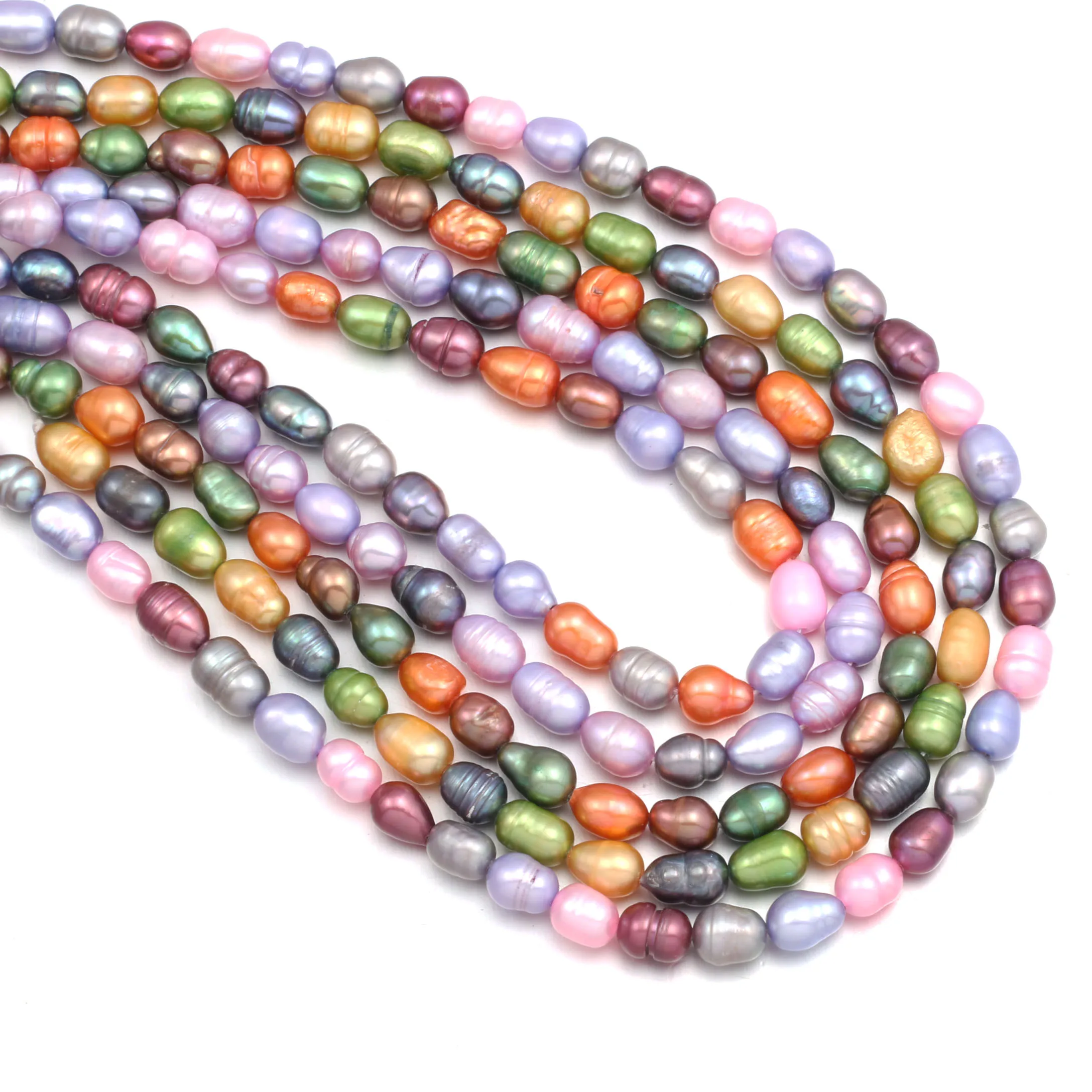 Высокое качество натуральный пресноводный жемчуг 36 см рисовый Дырокол в форме