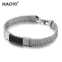 haoyi new weave men bracelet stainless steel fashion jewelry reticulated bracelet men bangle sports and leisure jewelry