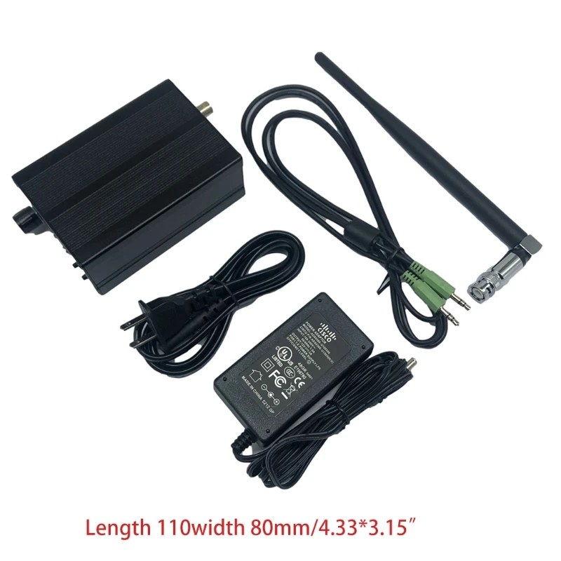

95AF Wireless Radio Transmitter Power 5W Stereo FM Transmitter Adjustable w/ Telescopic Antenna Audio Cable
