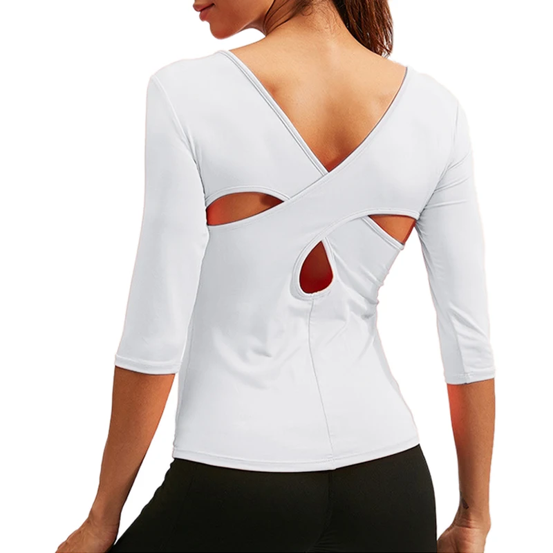 

VICABO Female T-shirt Sports Fitness Exercise Top Ladies Casual Back Hollow Women's Fashion 2020 Summer T shirt Women Tops