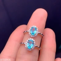 kjjeaxcmy fine boutique jewelry 925 sterling silver inlaid natural blue gem stones topaz adjustable female miss woman girl ring