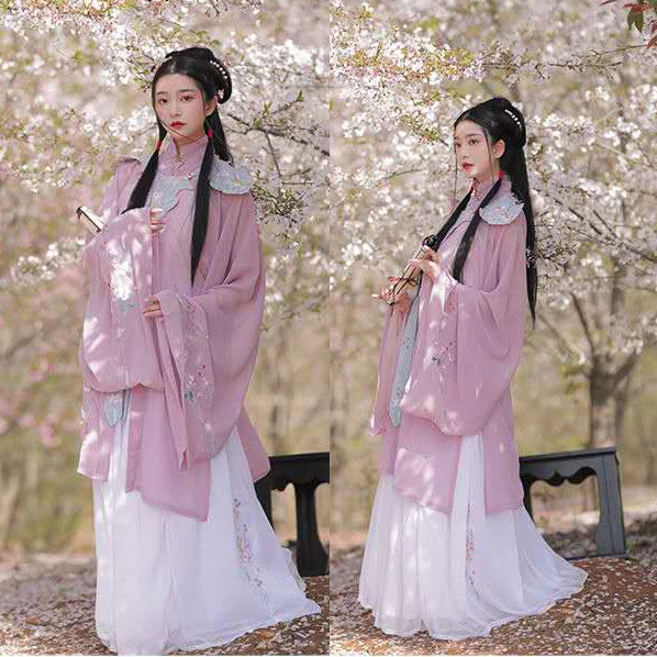 

Chinese Traditional Dress Hanfu Women Collar Shawl Butterfly Cardigan Robe Coat Oriental Style Ming Dynasty Suit Cosplay Costume