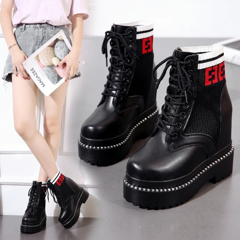 Черные женские ботинки весенне осенние ботильоны модные Нескользящие из PU