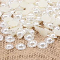 100pcs 9 13mm imitation pearls flower half round flatback beads diy supplies handmade for jewelry accessory embellish crafts