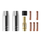 9 шт.компл. 15Ak MigMag сварочное сопло контактные наконечники 0.8x25мм M6 газовый соединитель держатель набор Ad068 +