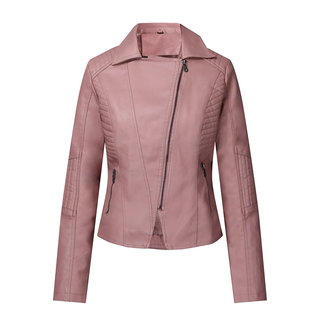Womens Soft Faux Leather Jacket 2020 Winter Warm Fleece Liner Crop Jacket Female Slim Fit Motor Biker Pu Coat Zipper Outwear