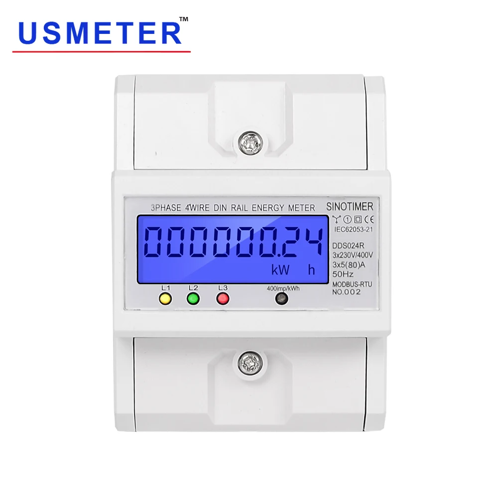 DDS024R ЖК-цифровой дисплей с подсветкой 3 фазы ваттметр Modbus счетчик энергии RS485 80a 4P din-рейку интеллектуальный счетчик электроэнергии