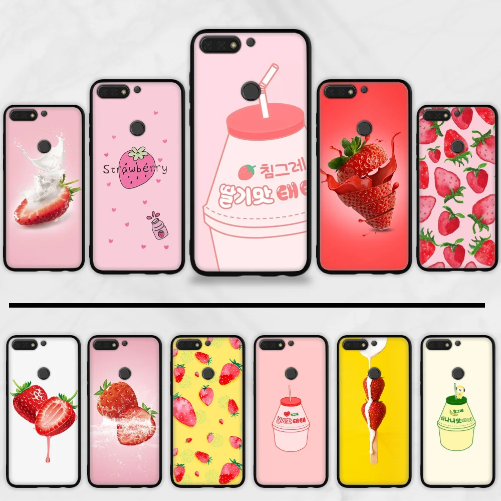 С милым клубничным принтом с молочным паттерном ТПУ чехол для телефона