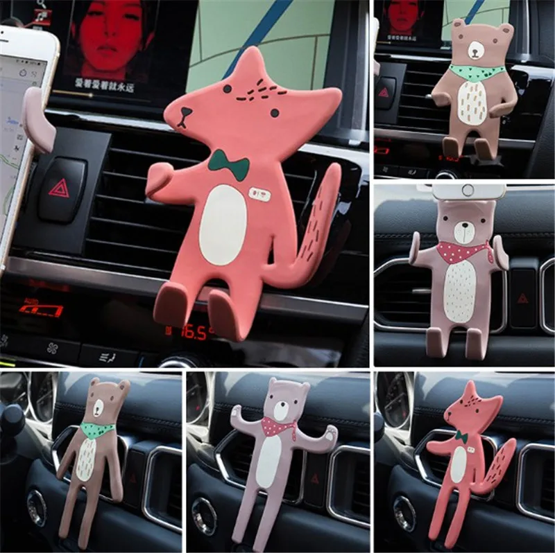 

Car Phone Holder Cartoon bear fox Mobile Phone Holder for Car Holder Phone Stand Contains car aromatherapy
