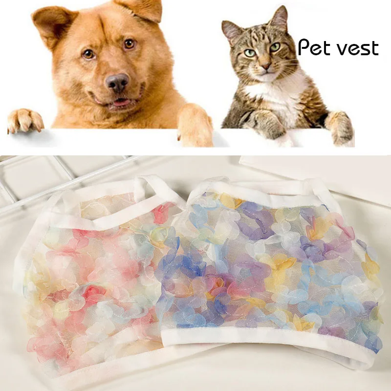 

Cute Pet Clothes Soft Puppy Kitten Pet Vest For Small Medium Dogs Cats Breathable Mesh Vest Summer Dog Cat Colored Clothing