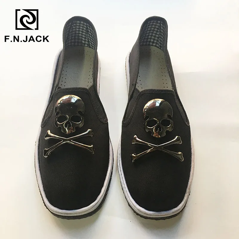 F.N.JACK Мужская Осенняя обувь с украшением в виде черепа базовая из ткани удобные