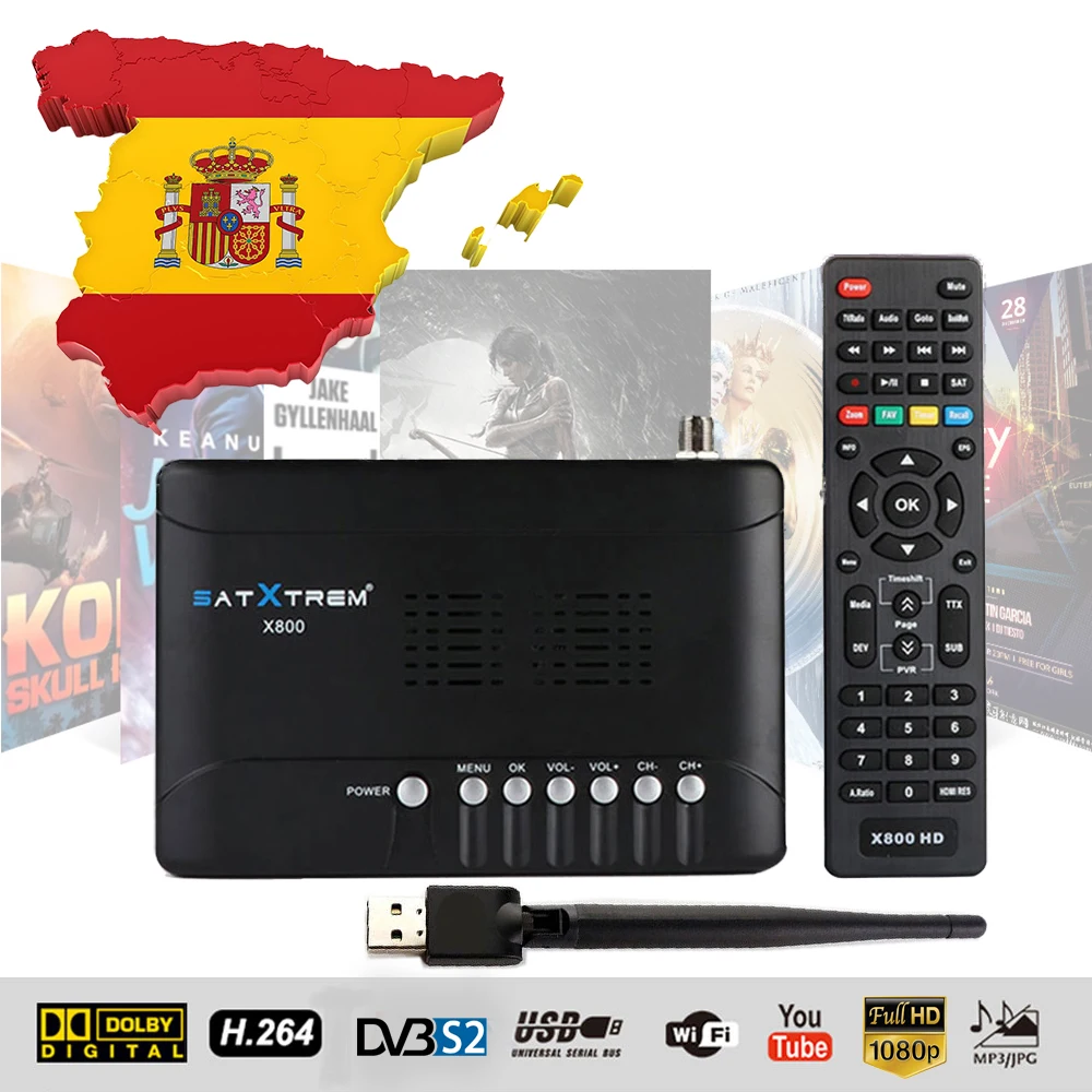 SATXTREM X800 HD DVB-S2 спутниковый ресивер цифровой ТВ спутниковый ресивер декодер DVB S2 тв тюнер бесплатно 1 год Cline Европа Clines