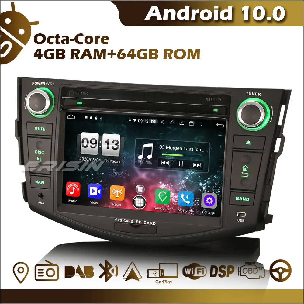 Erisin ES8724R 7 &quotавто автомобильный DVD плеер 8 ядерный радио GPS Navi DAB + Wi Fi OBD Bluetooth