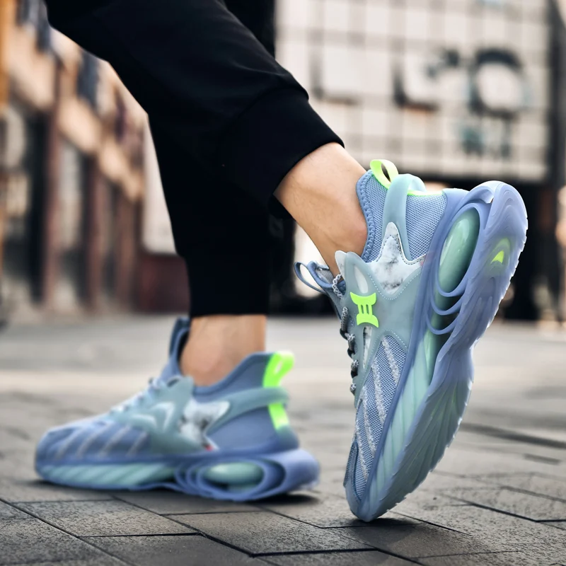 

Men's Sports Shoes 2021 Shock Absorption Luminous Mesh Lightweight Breathable Fashion Casual Shoes Outdoor Fitness Running Shoes