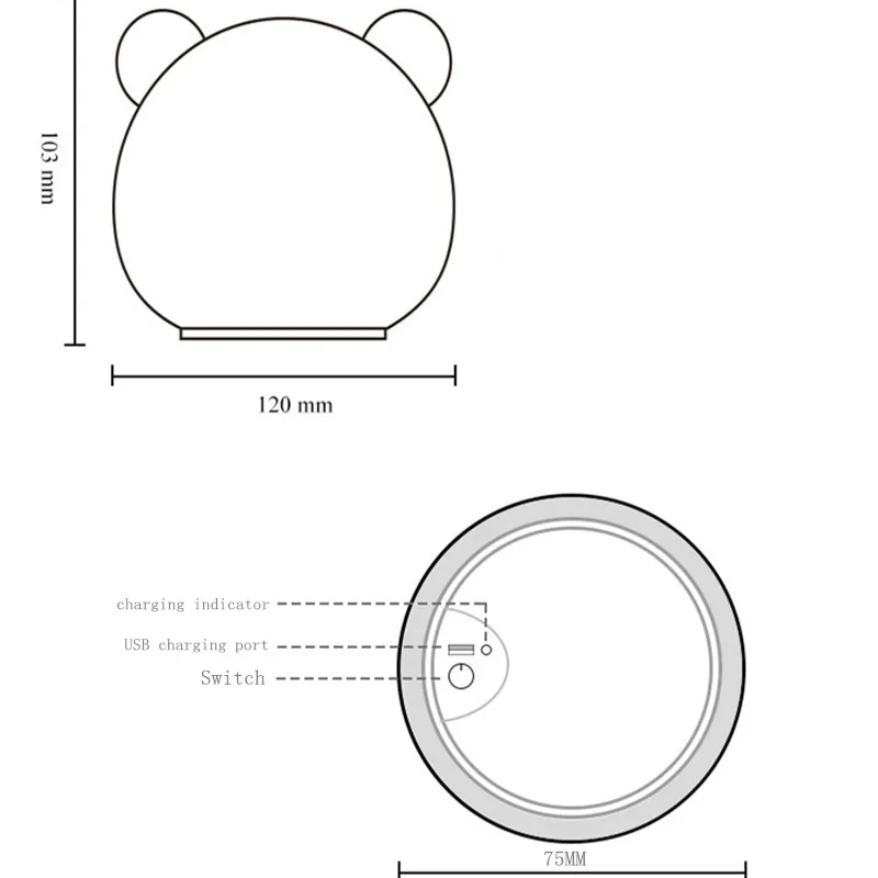 Цветной СВЕТОДИОДНЫЙ ночник RGB с зарядкой от USB мягкий силиконовый сенсорным