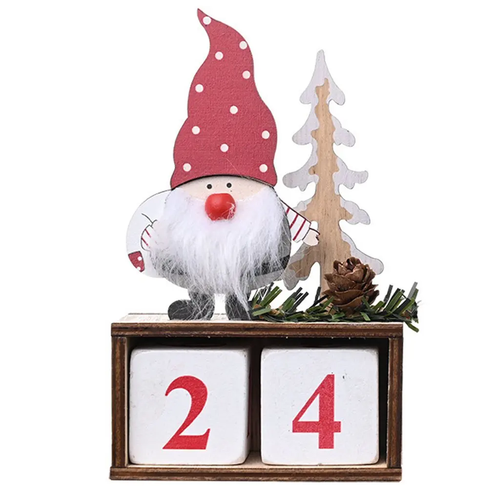 

Деревянное ремесло, рождественские украшения с календарем для дома, обратный отсчет, календарь Санта-Клауса, украшение для стола на Рождест...