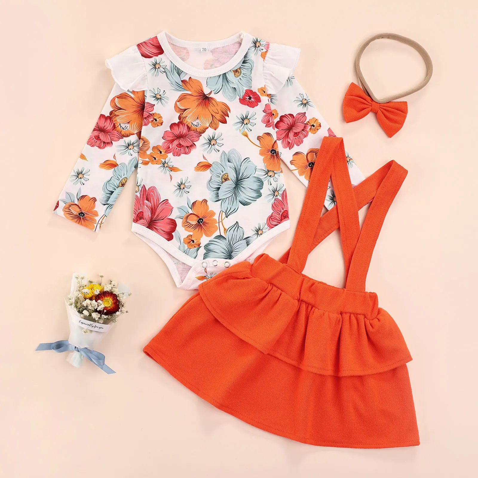 

Ma&Baby 0-24M Newborn Infant Baby Girls Clothes Set Floral Long Sleeve Rompers Ruffles Strap Dress Skirts Outfits Autumn D84