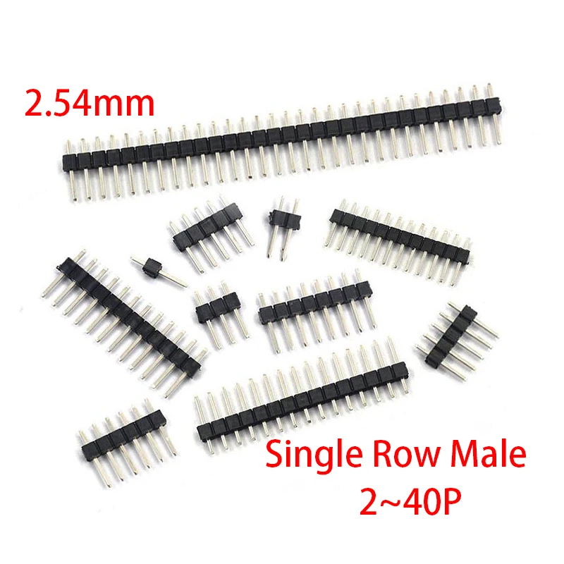 2.54mm Single Row Male 2~40P Breakaway PCB Board Pin Header Connector Strip Pinheader 2/3/4/5/6/8/10/12/15/20/40Pin For Arduino