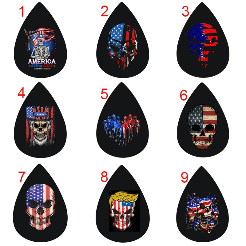 

USA Flag Skull Halloween Faux Leather Teardrop Earrings 18Pcs/9pairs Day Of Death Skeleton Printed Earrings