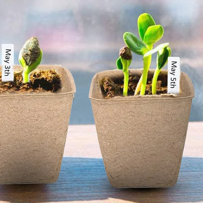 

3.15 inch peat pot with plant label, 100% biodegradable seed starter kit for vegetables, herbs, fruits, flowers