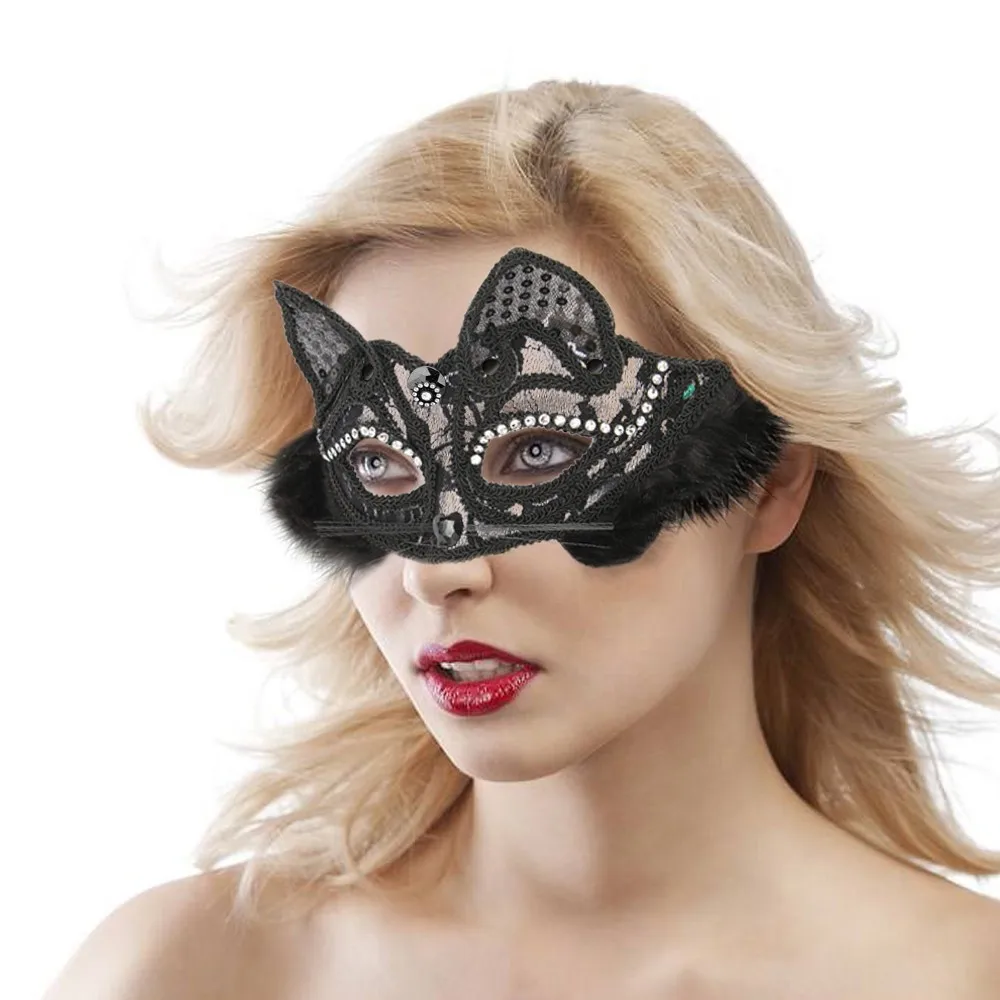 Женская черно белая кружевная маска для глаз в виде перьев|Шутки и розыгрыши| |