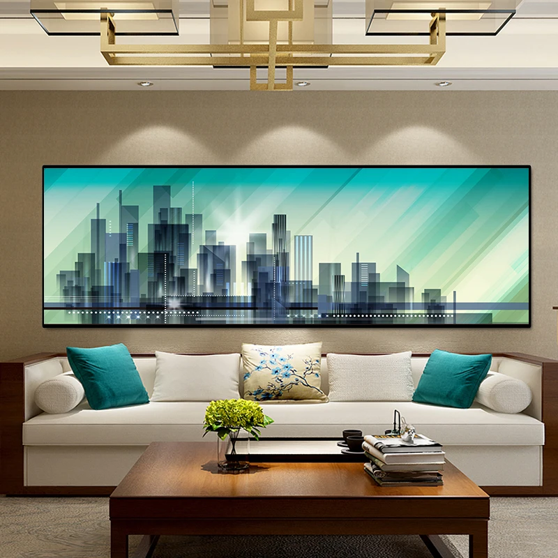 Абстрактная зеленая фантомная городская картина Картина Quadro постеры и принты