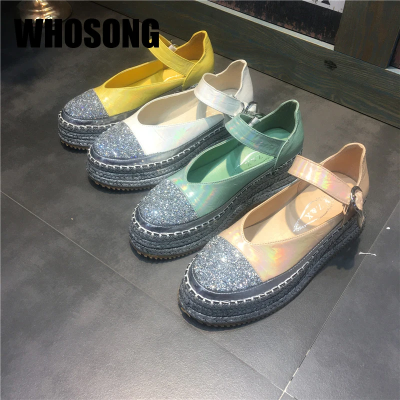 

New Autumn Women Bling Shoes Girls Brand Platform Shoes Woman Soft Shoes Ladies Fashion Shoes Female Yellow Shoes Mary Jane 2020