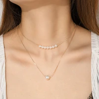 hi man korean pop double layer pearl pendant necklace women noble elegant party clavicle chain jewelry gift